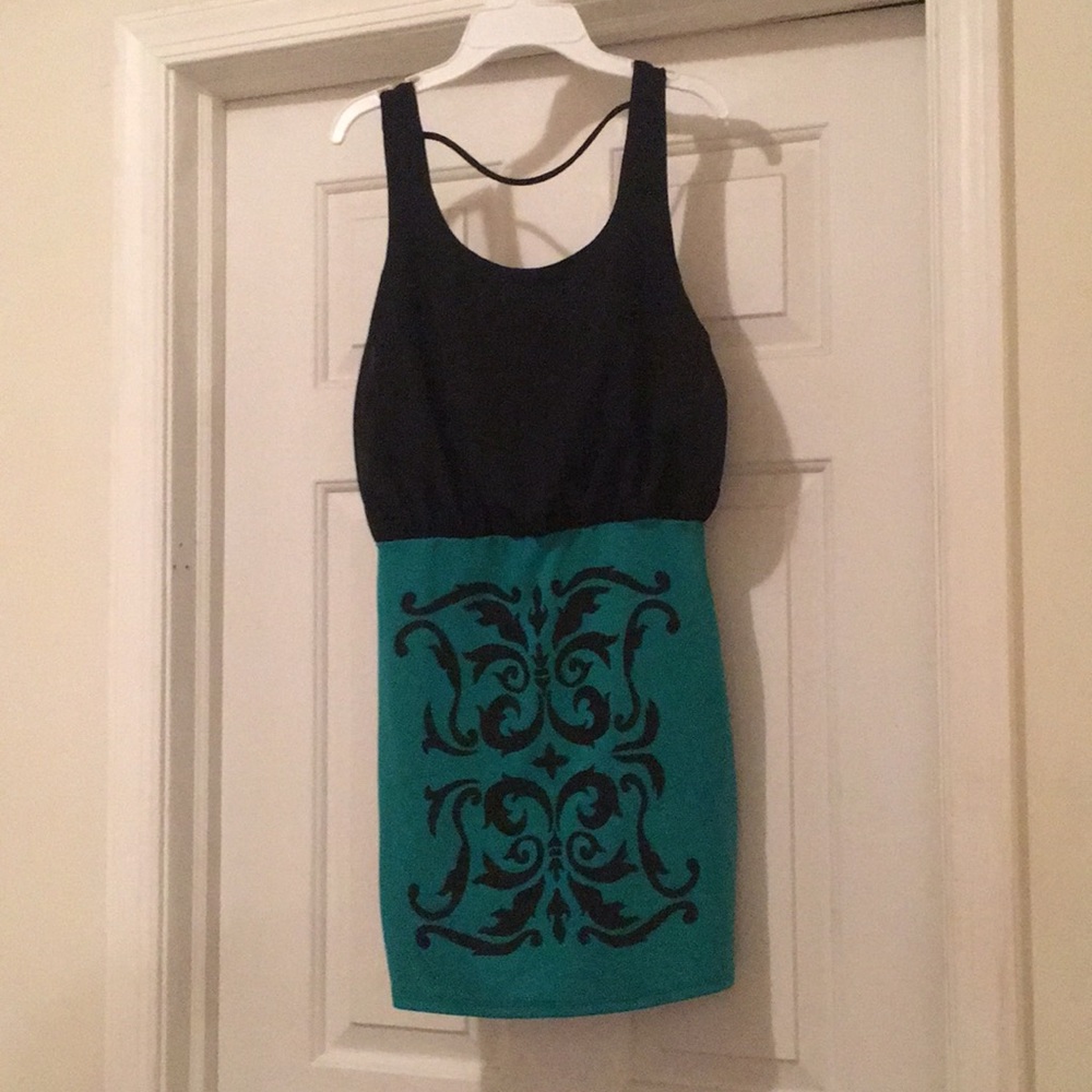 Black and green formal dress